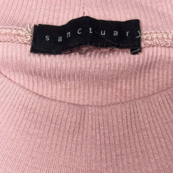 Sanctuary Cap Sleeve Ribbed Crossover T-Shirt In Misty Rose Pink Size XXS/XS - Picture 5 of 11
